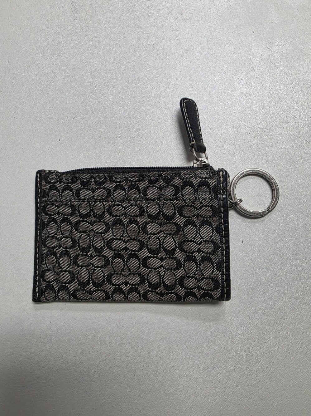 Coach Black Patterned Key Card Wallet with Keyring - Picture 2 of 3